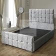 Leya Cube Crushed Velvet Fabric Upholstered Bed Frame For Discount