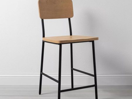 Wood & Steel bar Stool -Natural Black Discount