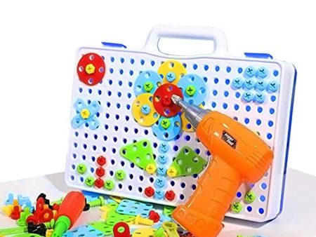 Blinkbrione Building Blocks Puzzle Toys with Storage Box, 237pcs Creative STEM Educational Construction Electric Drill Screwdriver Building Block 2D 3D Models Assembly Great Gift for Boys Girls Online Sale