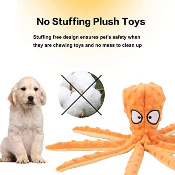 IDekooror  Dog Squeaky Toys Octopus - No Stuffing Crinkle Plush Dog Toys for Puppy Teething, Durable Interactive Dog Chew Toys for Small to Medium Dogs Training and Reduce Boredom, 2 Pack(Green+Orange) For Sale