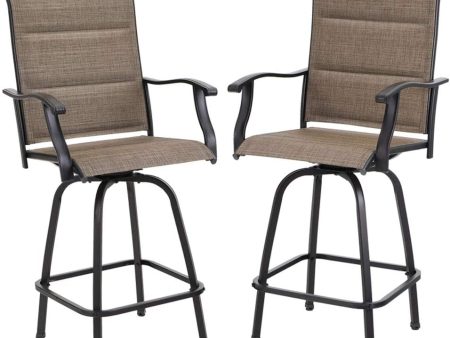 VIPEK Swivel Bar Stools Outdoor Kitchen Bar Height Patio Chairs Padded Sling Fabric, All-Weather Patio Furniture, 2 Pack Sale