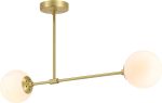 Semi Flush Mount Ceiling Light, 2 Light Globe, Satin Brass Online