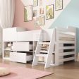 Zenda White Wooden Cabin Mid Sleeper Bed Storage with Drawers and Shelves on Sale