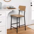 Wood & Steel bar Stool -Natural Black Discount