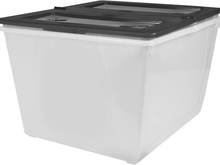 Storex 16 Gallon (60L) Storage Tote with Folding Lid, Frost Black Cheap