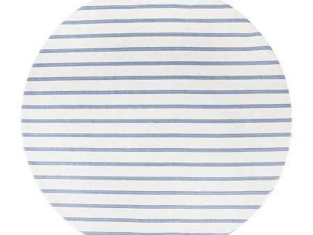 70  Cotton Striped Round Tablecloth Blue Supply