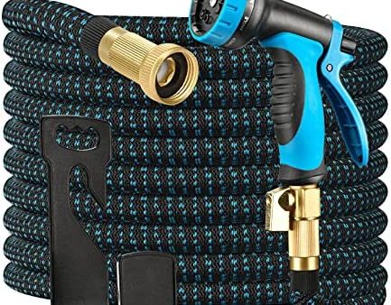 EOOIO Casia Expandable Garden Hose,Flexible Water Hoses 10 Function Spray Nozzle and Durable 3-Layers Latex,Extra Strength 3750D Gardening Hose with 3 4  Solid Brass Fittings,Easy Storage Water Hoses（100FT） Fashion