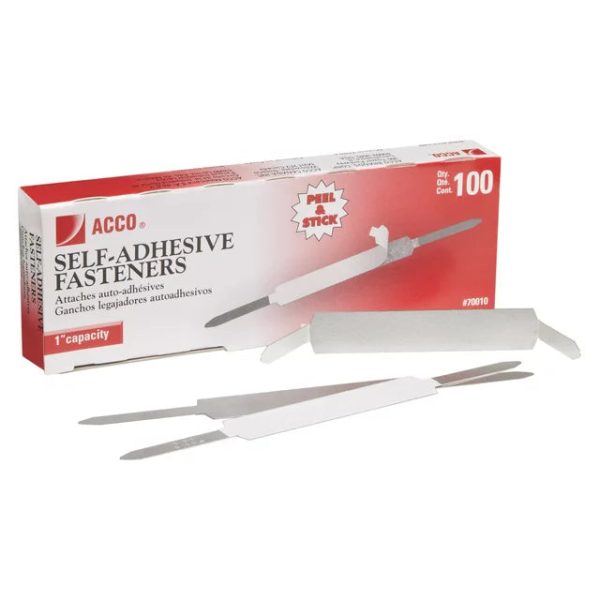 ACCO Economy Self-Adhesive Fastener, 1  Capacity, 100 Ct Sale