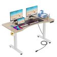 KORGOL Electric Standing Desk, Adjustable Height Stand Up Desk with Charging Station, 2 USB Ports, 3 Power Outlets, 4 Caster, Oversized Mouse Pad, 27  -45   Lifting Range(55   x 24  -Brown) Supply