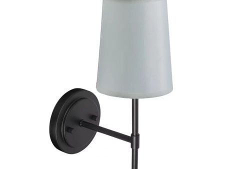 1 Light Wall Sconce with Fabric Shade,Matte Black Sale