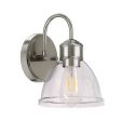 Better Homes & Gardens Glass Sconce Wall Light, Satin Nickel Finish Hot on Sale