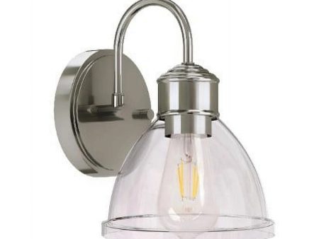 Better Homes & Gardens Glass Sconce Wall Light, Satin Nickel Finish Hot on Sale