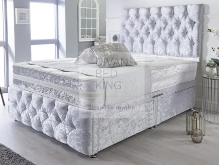 Montgomery White Crushed Velvet Divan with Airflow Spring Memory Mattress Fashion