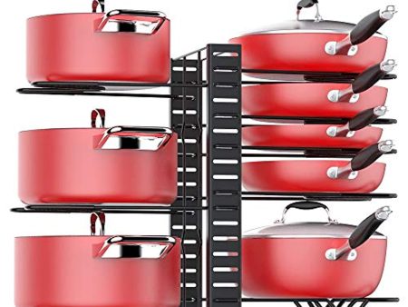 ROOHUA an Organizer Rack for Cabinet, Pot Rack with 3 DIY Methods, Adjustable Pot and Pan Organizer with 8 Tiers, Large & Small Pot Organizer Rack Discount