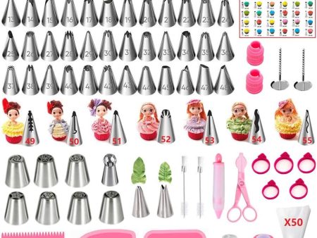 ANSLYQA 118 Pcs Icing Piping Tips and Bags Set with 56 Numbered Icing Tips,Pattern Chart,30 Pastry Bags,2 Couplers,8 Carved Pens,3 Scrapers,5 Silicone Cupcake Molds,1 Cake Pen for Cake Decorating Online Hot Sale