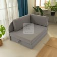 Cuboid Grey Cotton Corner 2 Seater Sofa Bed with Storage Sale