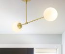 Semi Flush Mount Ceiling Light, 2 Light Globe, Satin Brass Online