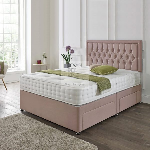 Hamilton Pink Reinforced Divan Bed Set with Button Headboard Online now