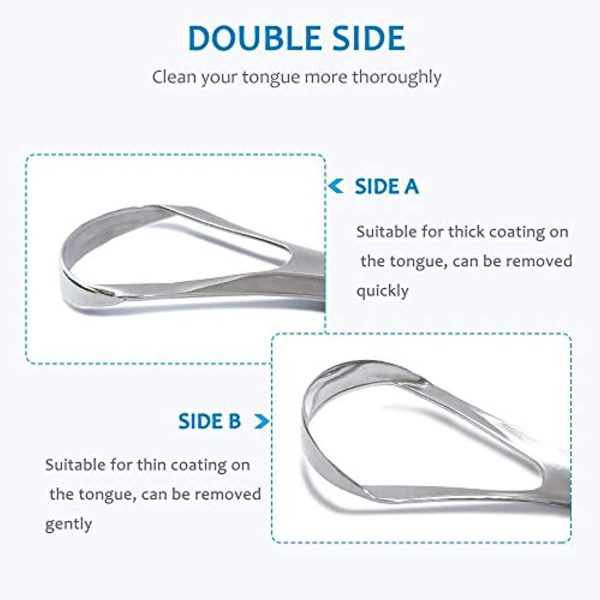 BASIC CONCEPTS 2-Pack Tongue Scraper, 100% Useful Surgical Stainless Steel Tongue Cleaner for Both Adults and Kids, Professional Reduce Bad Breath Metal Tongue Scrapers Discount