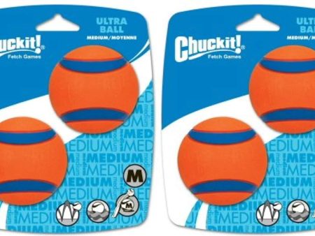 Chuckit Ball Ultra Ball Medium 4-Pack (2 x 2-Pack), Dog Fetch Toy Hot on Sale