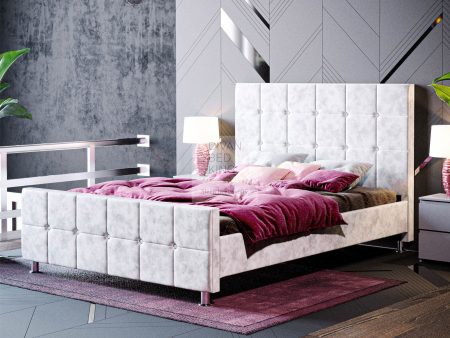 Nasira Luxury Silver Crushed Velvet Upholstered Bed Frame on Sale