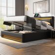 Iris Black Leather Smart Ottoman Bed with LED Lighting, Type C, USB and Wireless Charging Discount