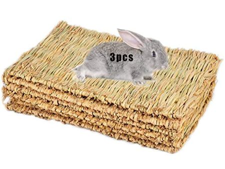 WoLover Grass Mat Woven Bed Mat for Small Animal Bunny Bedding Nest Chew Toy Bed Play Toy for Guinea Pig Parrot Rabbit Bunny Hamster Rat(Pack of 3) (3 Grass mats) Online Hot Sale