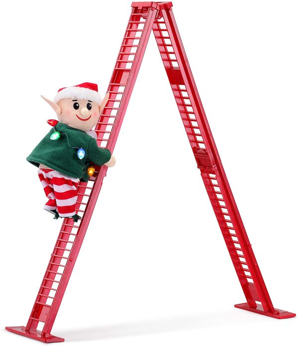 CROOT Tabletop Climber - Elf Christmas Décor, 17-inch, Red For Sale