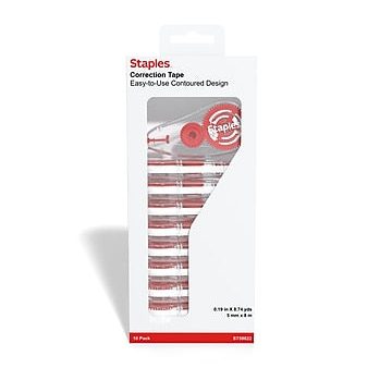 Staples Correction Tape, White, 10 Pack on Sale