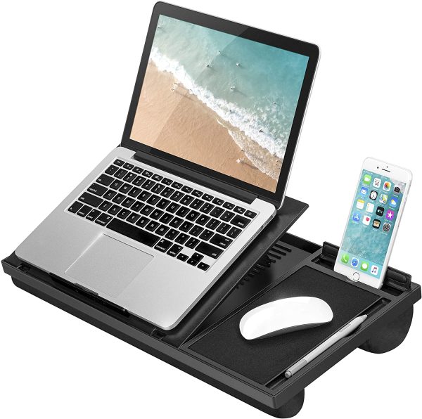 LapGear Ergo Pro Lap Desk with 20 Adjustable Angles, Mouse Pad, and Phone Holder - Gray - Fits up to 15.6 Inch Laptops and Most Tablets - Style No. 49405 Online Hot Sale