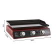 Royal Gourmet PD1301R 24-Inch 3-Burner Portable Table Top Gas Grill Griddle, 25,500 BTUs, Red Hot on Sale