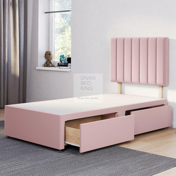 Chiara Pink Reinforced Divan Bed Base with Panel Headboard Supply