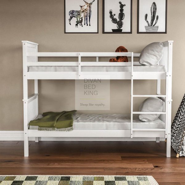 Morgan White Detachable Wooden Bunk Bed with Ladder Online