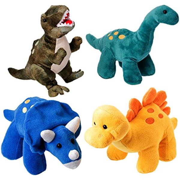 Prextex Plush Dinosaurs 4 Pack 10   Long Great Gift for Kids Stuffed Animals Assortment Great Set for Kids Cheap