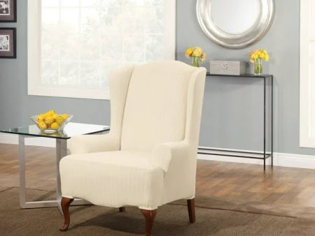 Sure Fit Stretch Pinstripe Wing Chair Slipcover Online Sale