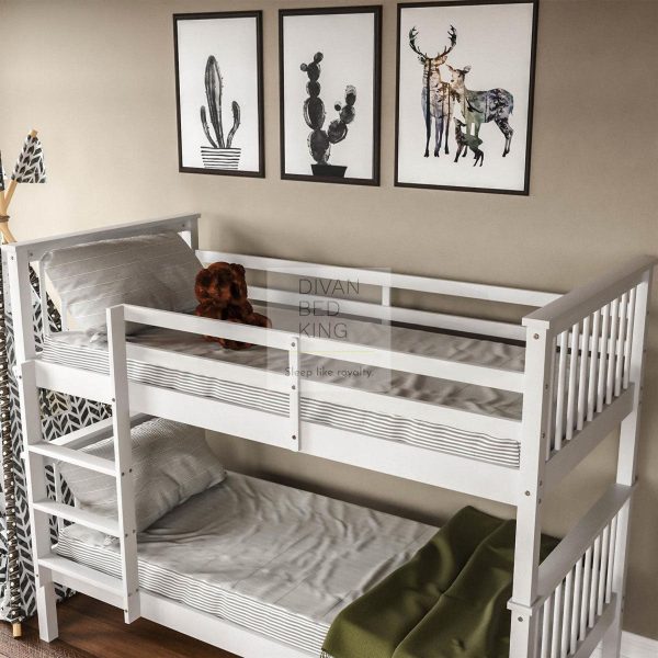 Morgan White Detachable Wooden Bunk Bed with Ladder Online