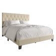 Simple Button Tufted Linen Upholstered Bed Beige - Twin Online