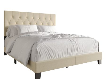 Simple Button Tufted Linen Upholstered Bed Beige - Twin Online