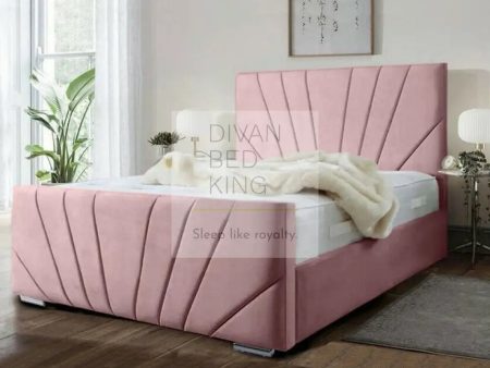 Syrus Array Luxury Pink Plush Upholstered Bed Frame For Discount