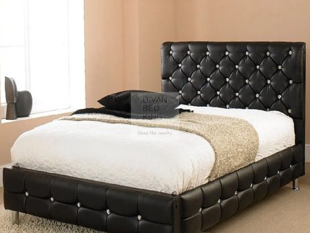 Emma Crystal Diamante 6FT Super King Size Modern Leather Bed Online