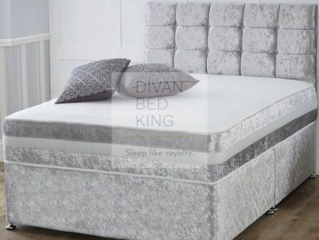 DivanBedKing.co.uk Crushed Velvet Divan Set + Matching Headboard and Memory Foam Mattress Fashion