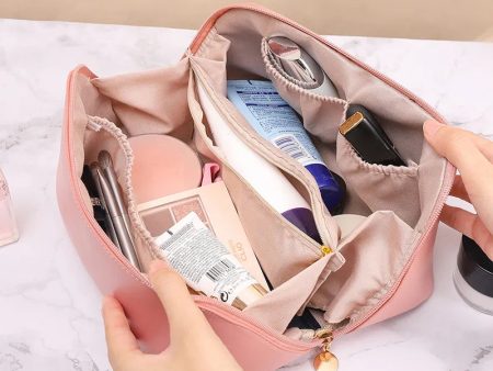 Stylish PU Leather Luxury Cosmetic Bag | Travel Toiletries Organizer on Sale