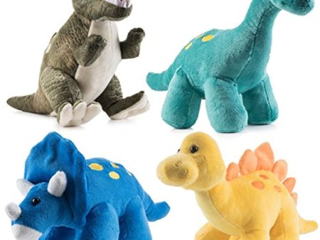 Prextex Plush Dinosaurs 4 Pack 10   Long Great Gift for Kids Stuffed Animals Assortment Great Set for Kids Cheap