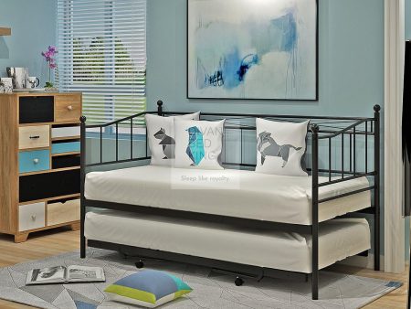 Amara Daybed Black Metal Day Bed with Trundle Option Online