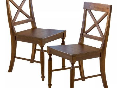 Set of 2 Rovie Acacia Wood Dining Chair, Dark Oak Online