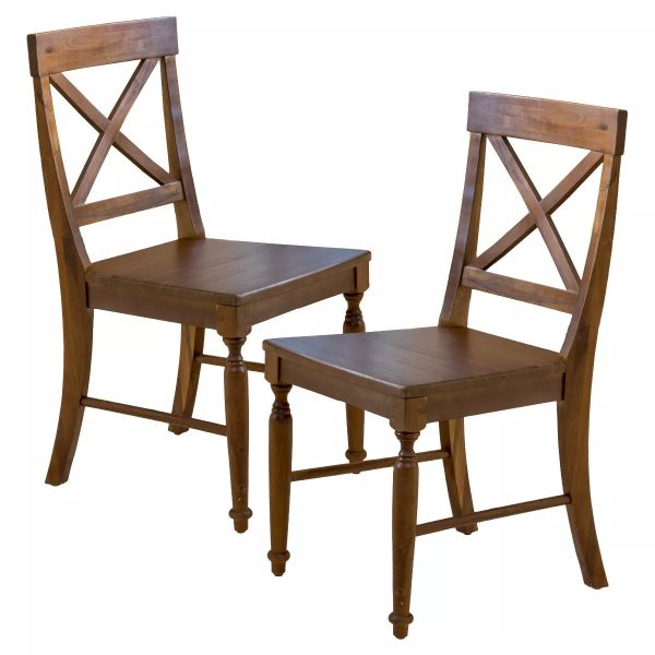 Set of 2 Rovie Acacia Wood Dining Chair, Dark Oak Online