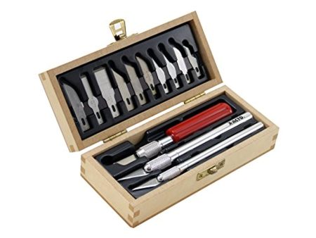 X-Acto Basic Knife Set | Set Contains 3 Precision Knives, 10 Precision Knife Blades, Wooden Chest for Storage (14 Count) Online Sale