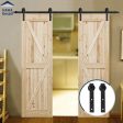 Hahaemall Antique Rustic 6FT 72   J-Shape Sliding Barn Door Hardware Double Wooden Door Cloest Steel Track Closet Heavy Hanging Kit Online now