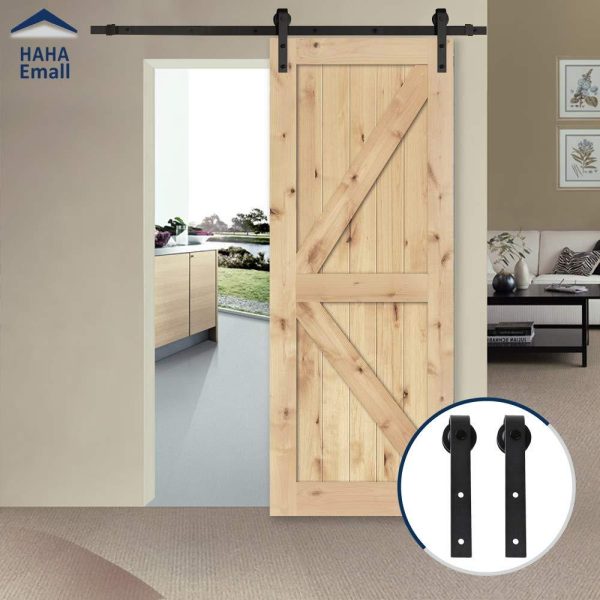 Hahaemall Antique Rustic 6FT 72   J-Shape Sliding Barn Door Hardware Double Wooden Door Cloest Steel Track Closet Heavy Hanging Kit Online now