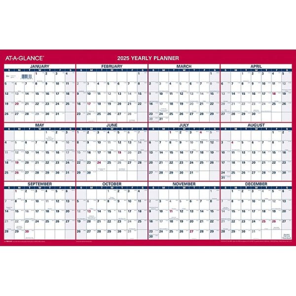 2025 AT-A-GLANCE 36  x 24  Yearly Wall Calendar, Reversible on Sale